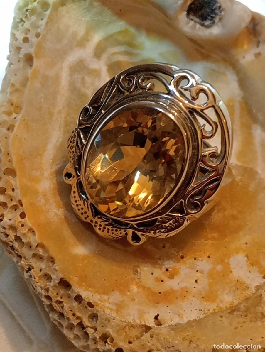 Joyeria: IMPONENTE ANILLO CON PLATA MACIZA LABRADA Y CITRINO REAL (SIN USAR) - Foto 12