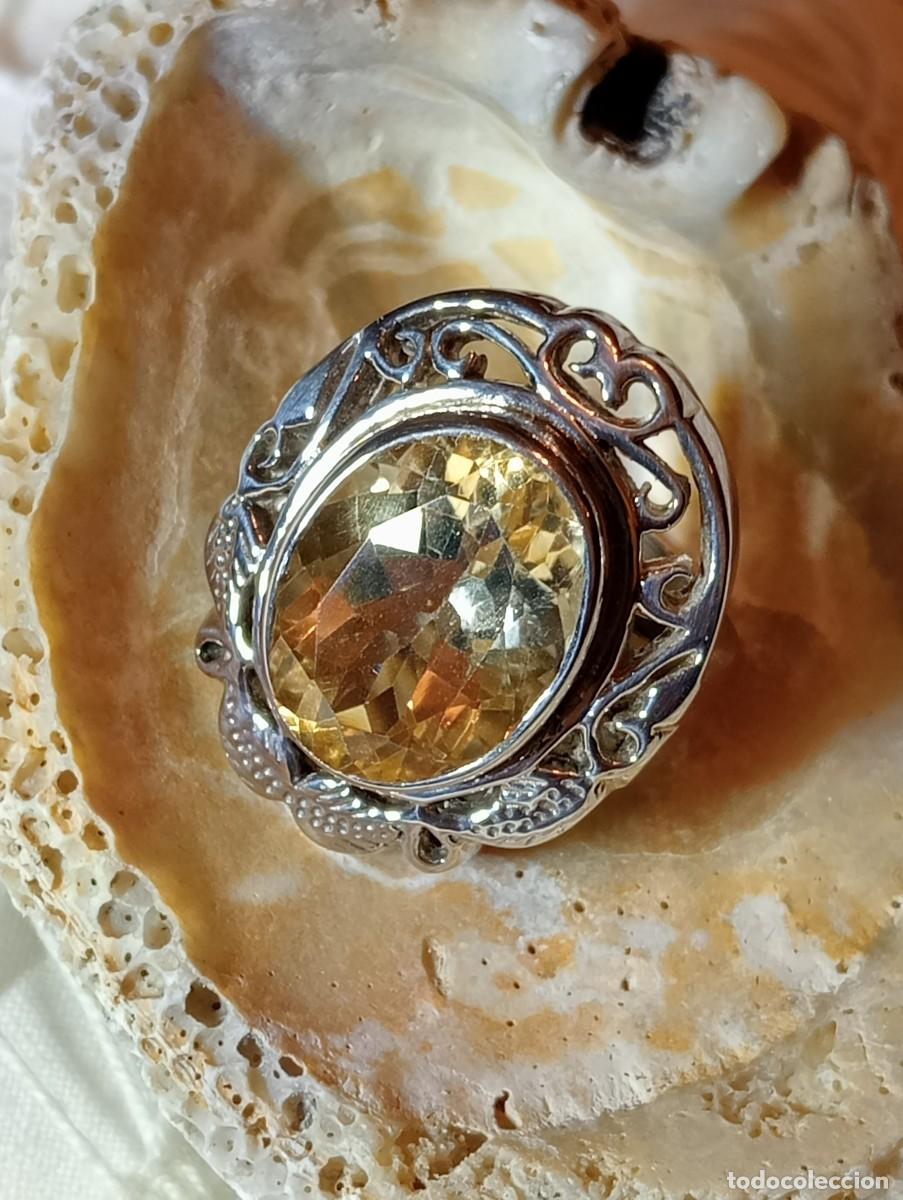 Joyeria: IMPONENTE ANILLO CON PLATA MACIZA LABRADA Y CITRINO REAL (SIN USAR) - Foto 13