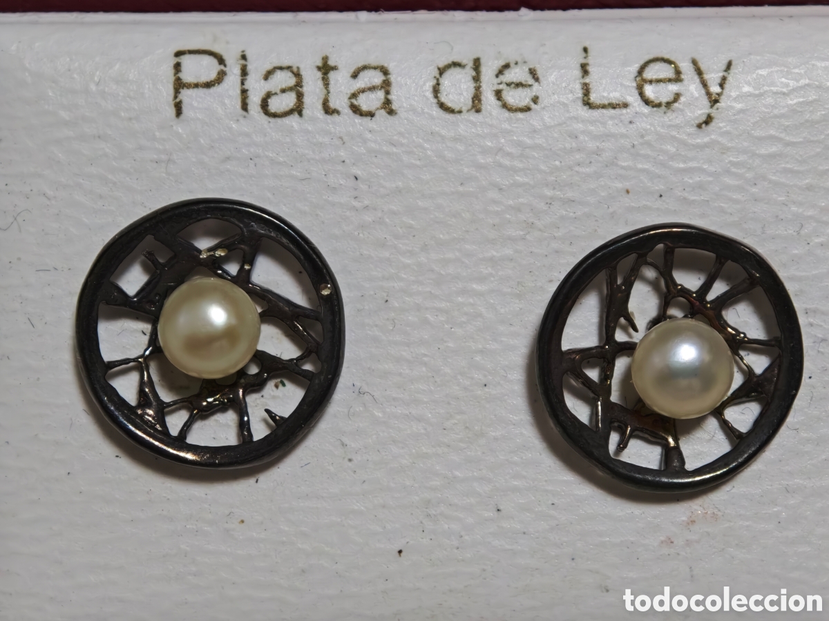 Joyeria: pendientes de plata de ley y perla - Foto 2
