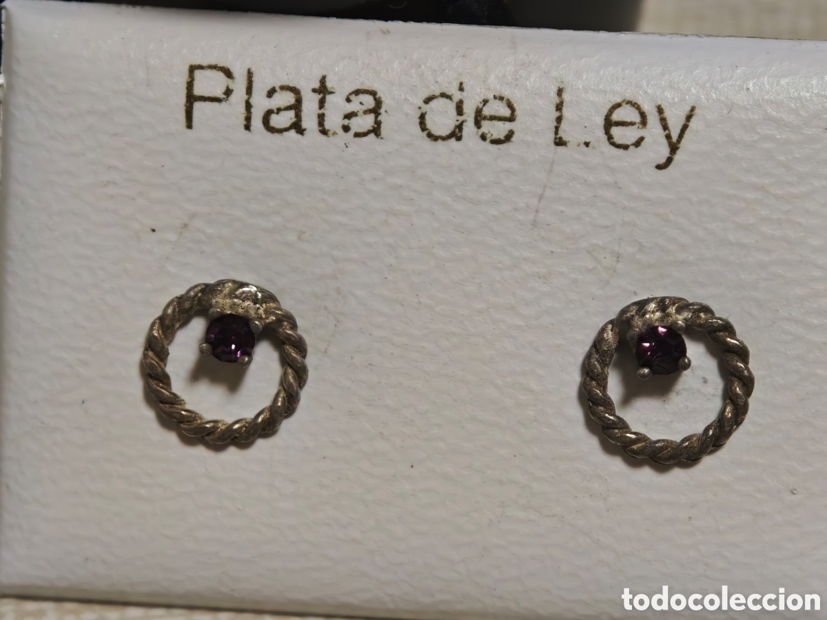 Joyeria: pendientes en plata de ley y piedra de color - Foto 1