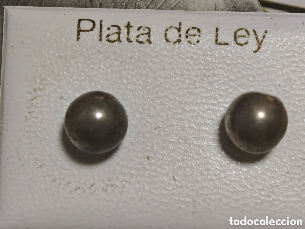 Joyeria: pendientes en plata de ley en forma de bola nuevos - Foto 2