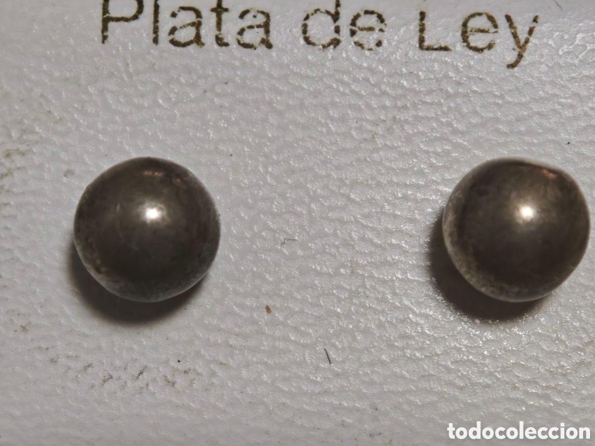 Joyeria: pendientes en plata de ley en forma de bola nuevos - Foto 1