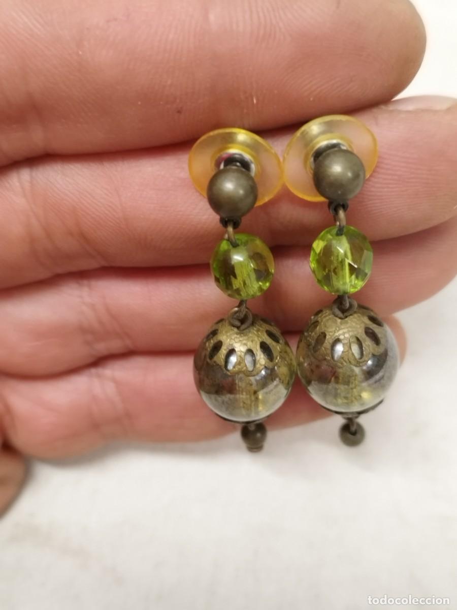 Joyeria: Antiguo par de pendientes de cristal. - Foto 3