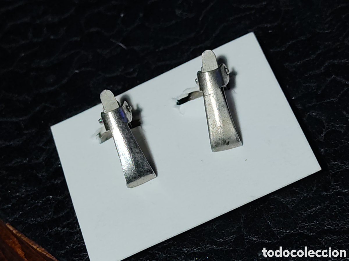 Joyeria: Antiguos pendientes de esmalte sobre cobre. - Foto 4