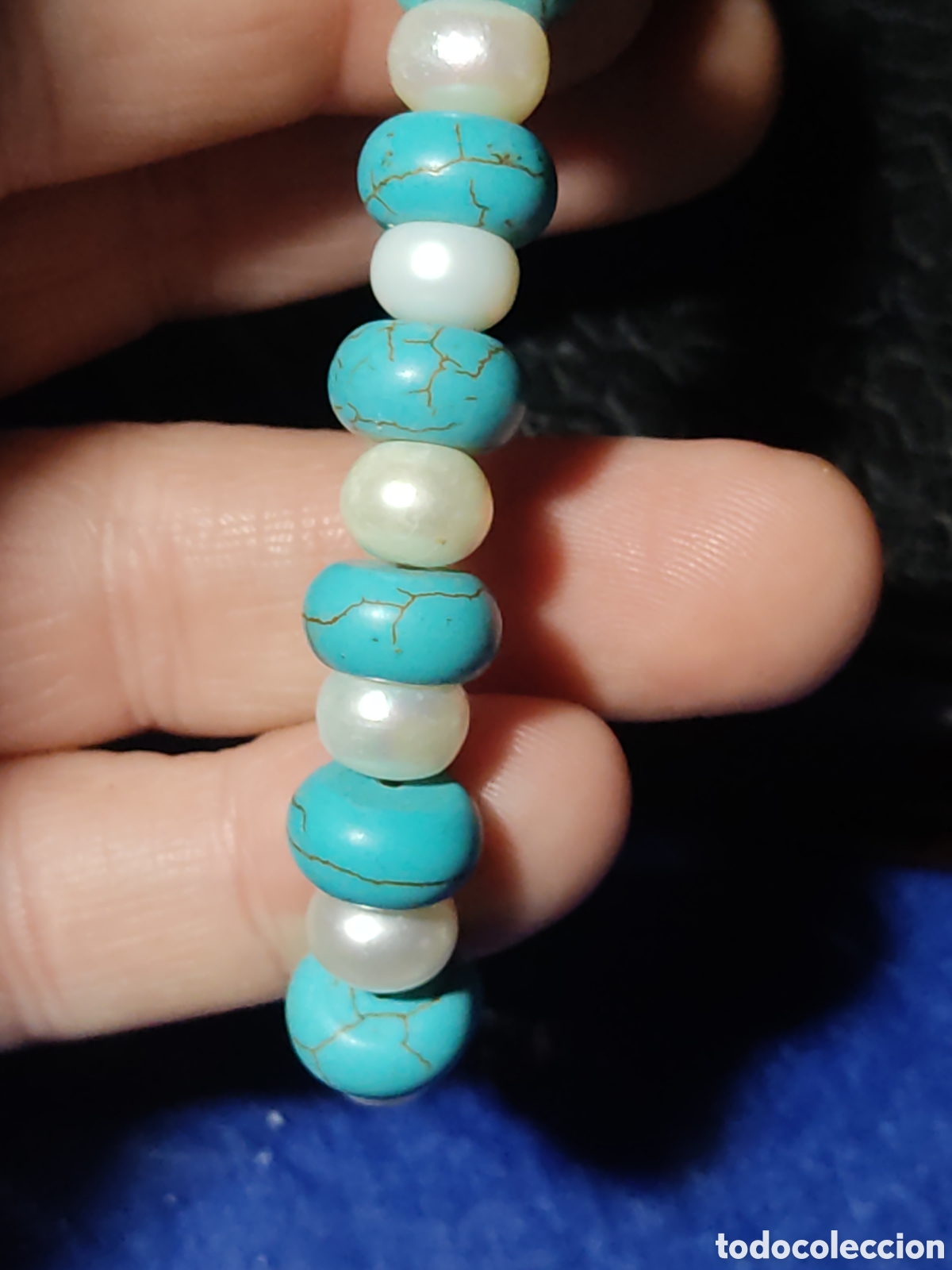 Joyeria: Pulsera de perlas Bottone y turquesa.Vintage. - Foto 3