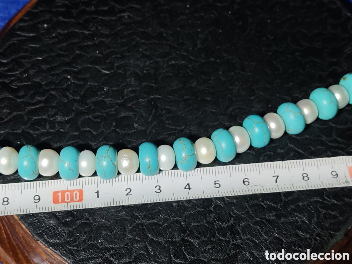 Joyeria: Pulsera de perlas Bottone y turquesa.Vintage. - Foto 4