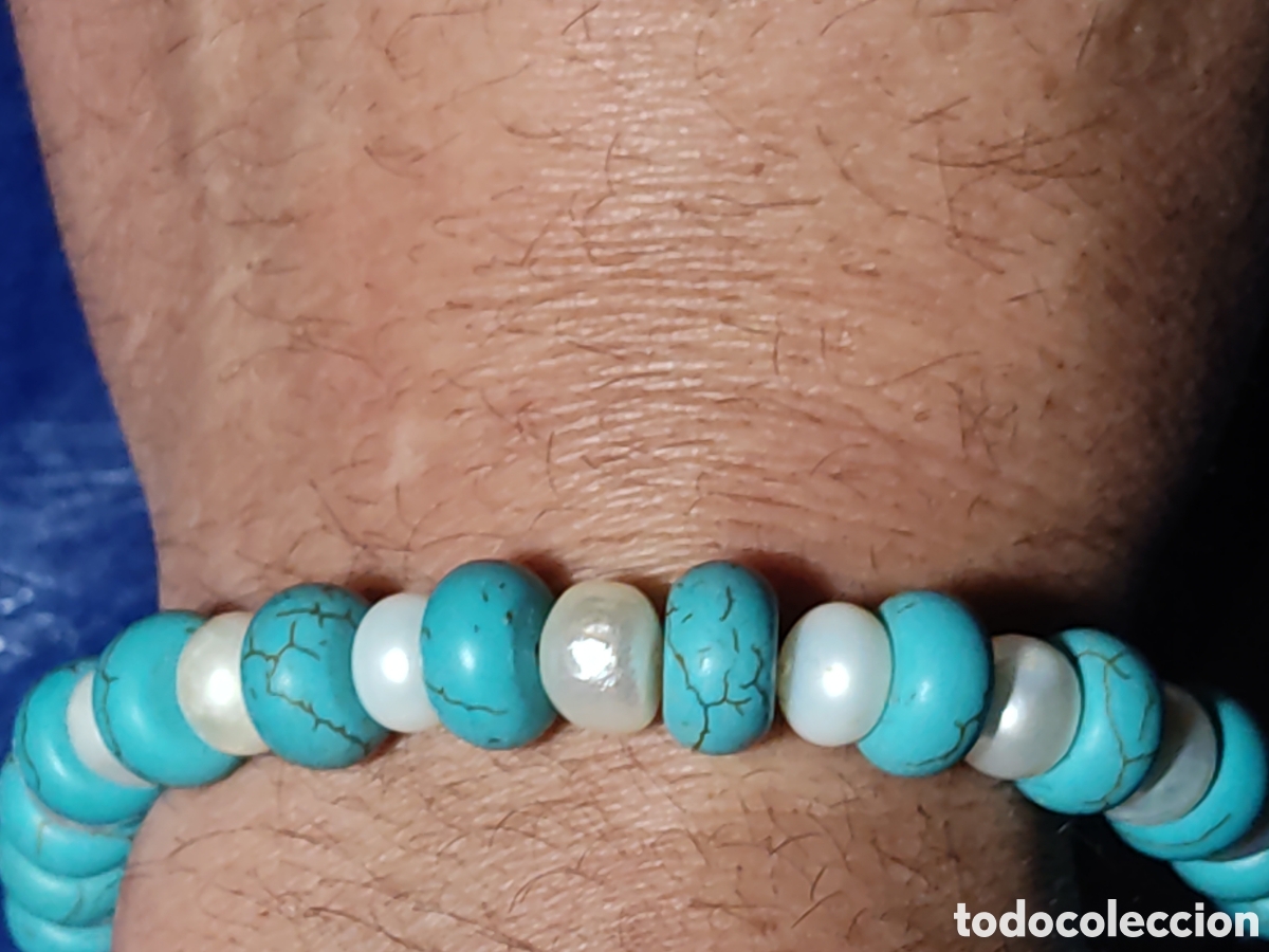 Joyeria: Pulsera de perlas Bottone y turquesa.Vintage. - Foto 5