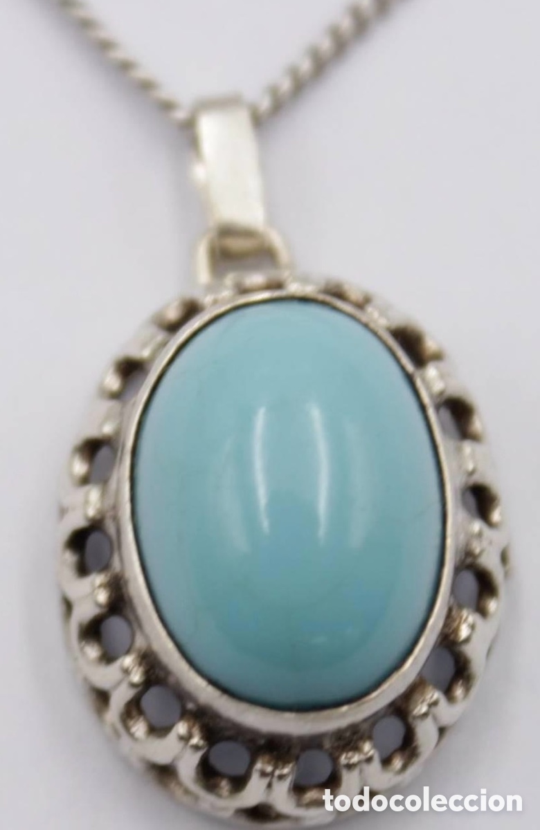 Joyeria: Collar de plata 925 con un colgante turquesa - Foto 2