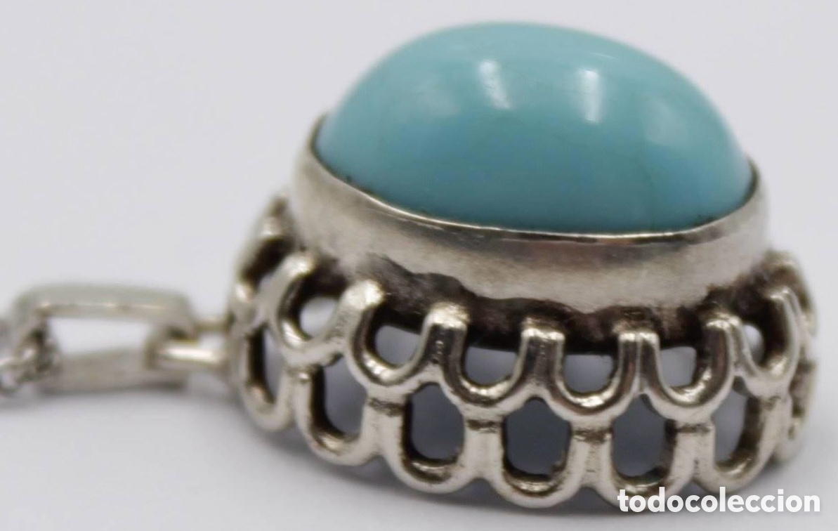 Joyeria: Collar de plata 925 con un colgante turquesa - Foto 3