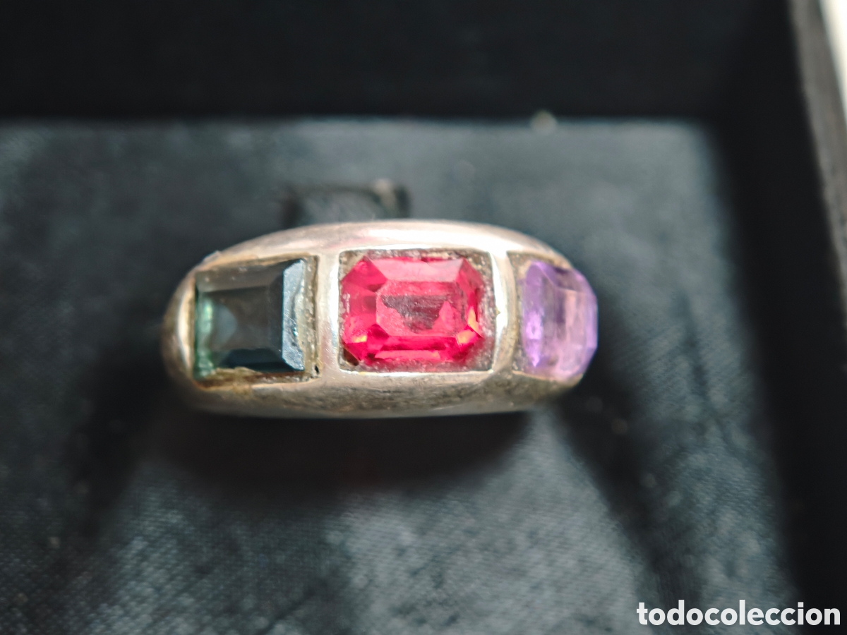 Joyeria: anillo de plata de ley y piedras de colores - Foto 3