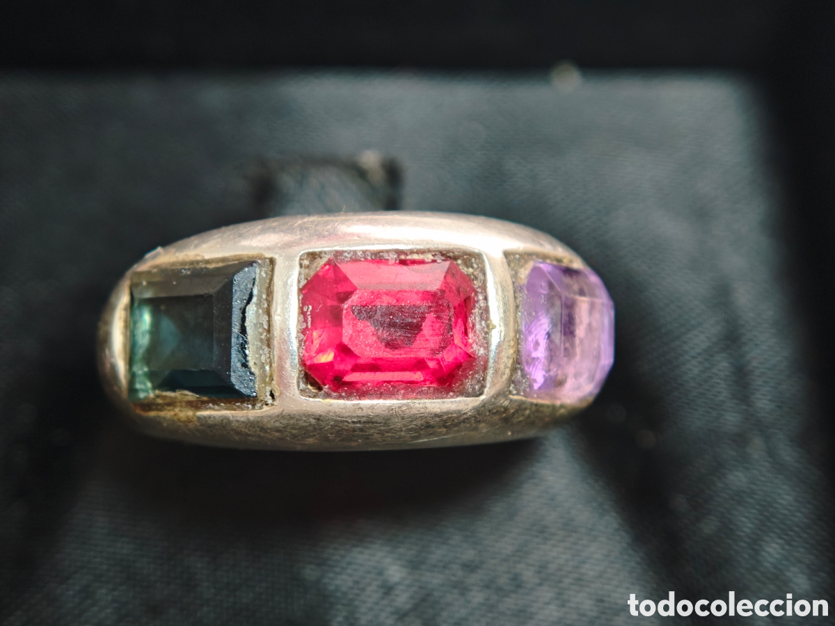 Joyeria: anillo de plata de ley y piedras de colores - Foto 1