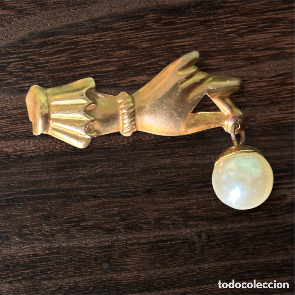 Joyeria: BROCHE VICTORIANO ANTIGUO DE MANO Y PERLA - Foto 1