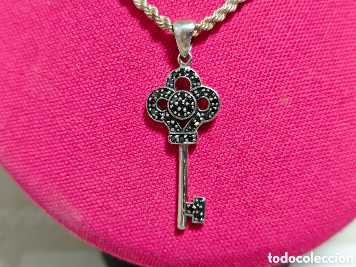 Joyeria: cord&oacute;n y colgante de llave en plata de ley - Foto 3