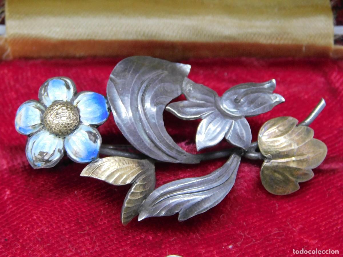 Joyeria: ANTIGUO BROCHE DE PLATA Y ESMALTE - Foto 3