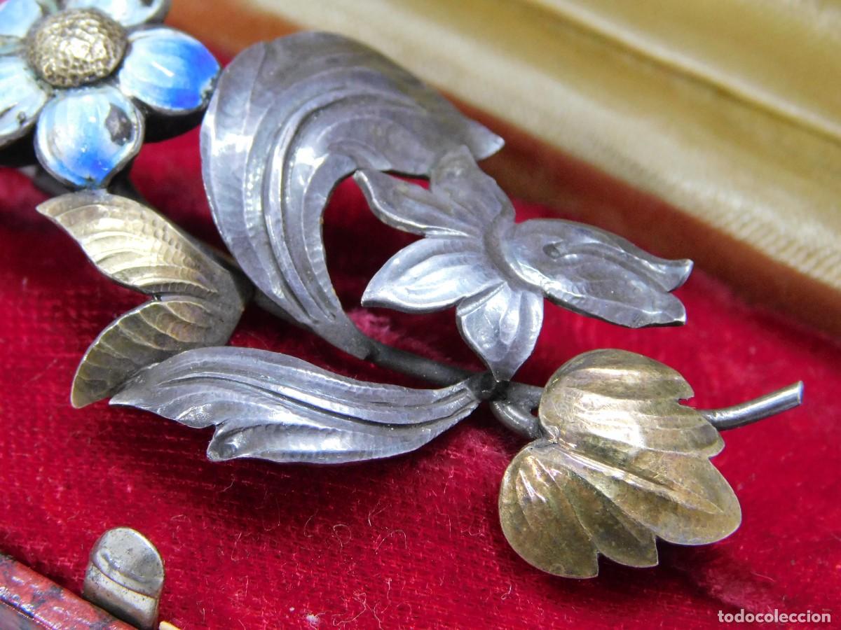Joyeria: ANTIGUO BROCHE DE PLATA Y ESMALTE - Foto 4