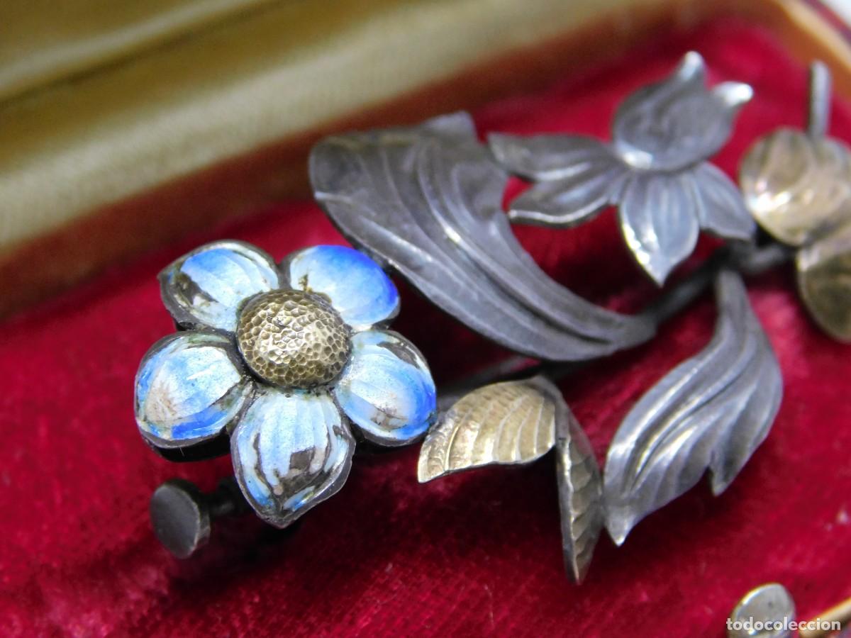 Joyeria: ANTIGUO BROCHE DE PLATA Y ESMALTE - Foto 5