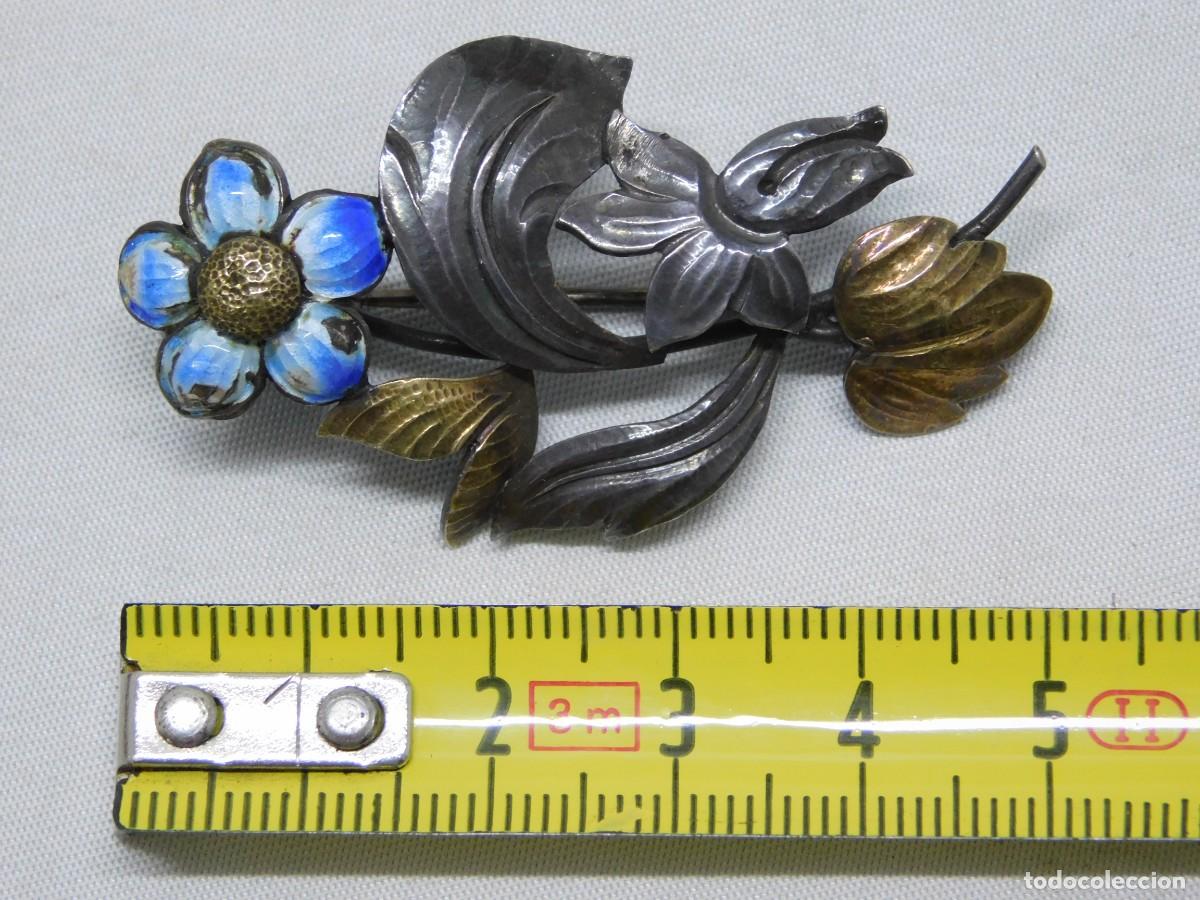 Joyeria: ANTIGUO BROCHE DE PLATA Y ESMALTE - Foto 7