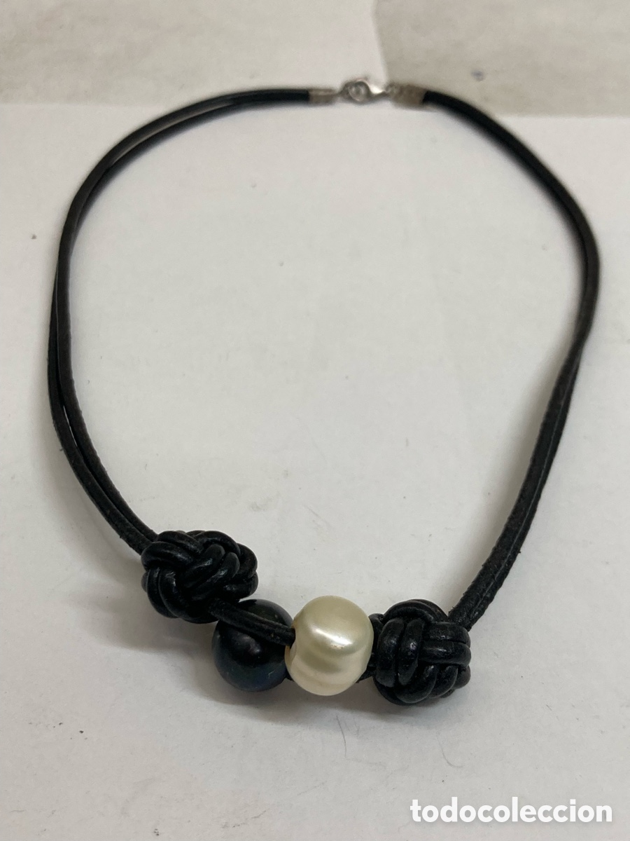 Joyeria: GARGANTILLA DE PIEL PERLA Y CIERRE DE PLATA / COLL16 - Foto 2