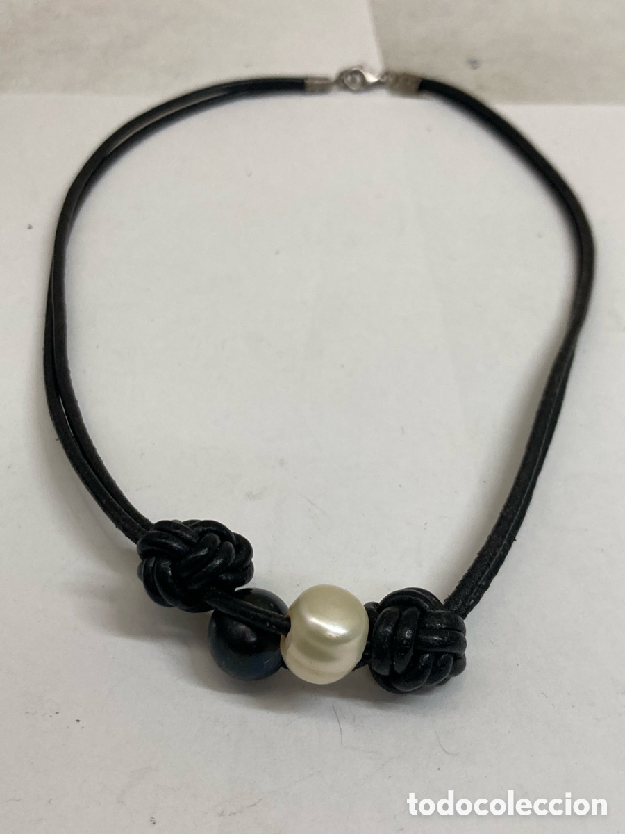 Joyeria: GARGANTILLA DE PIEL PERLA Y CIERRE DE PLATA / COLL16 - Foto 1
