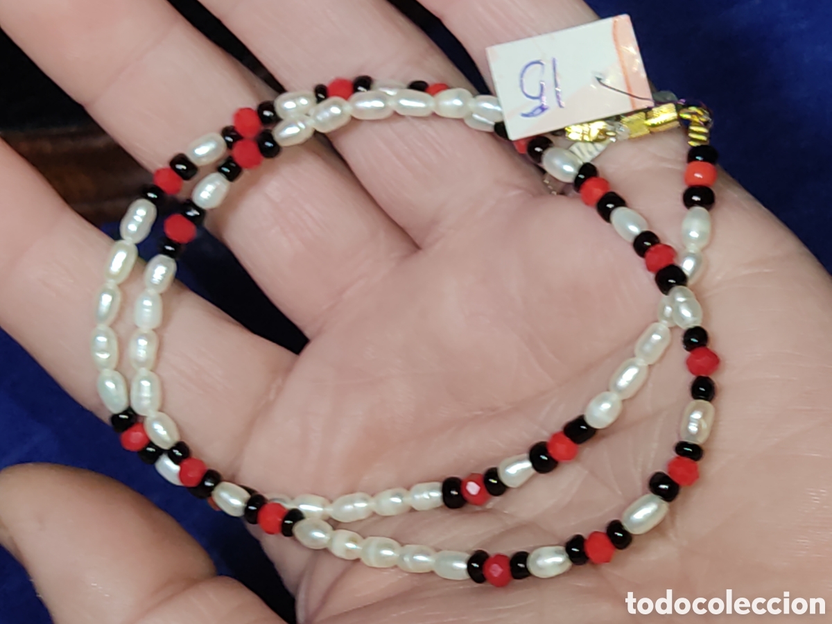 Joyeria: Collar de perlas de r&iacute;o y cristal.Vintage. *15* - Foto 4