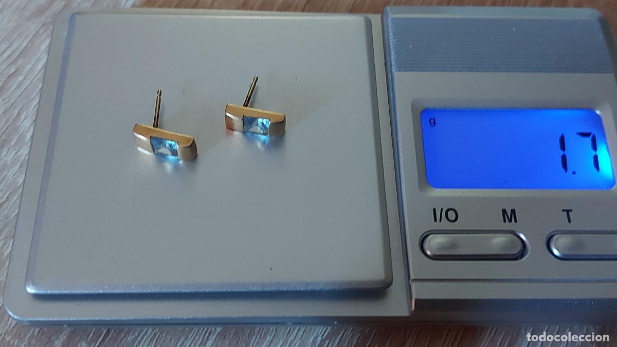 Joyeria: 2 pendientes oro y aguamarina - Foto 1