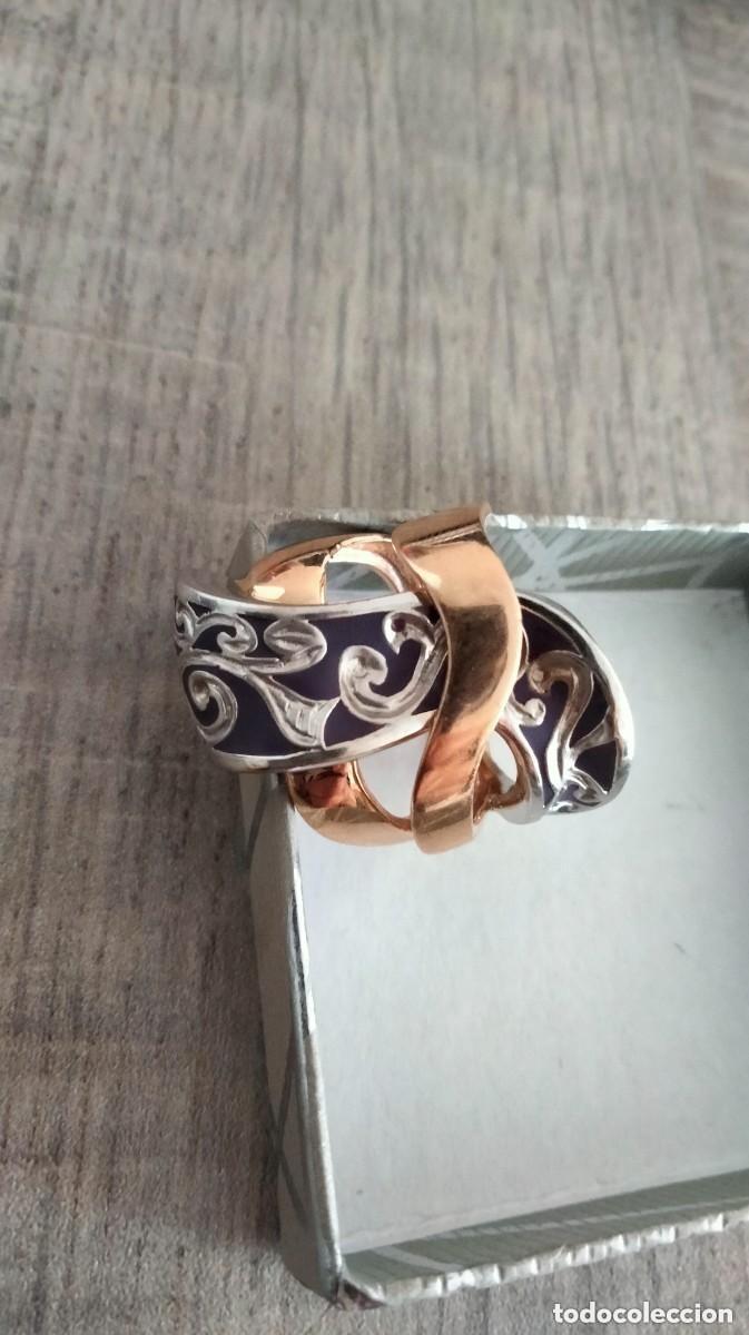 Joyeria: precioso anillo de oro blanco y amarillo 14 K - Foto 2
