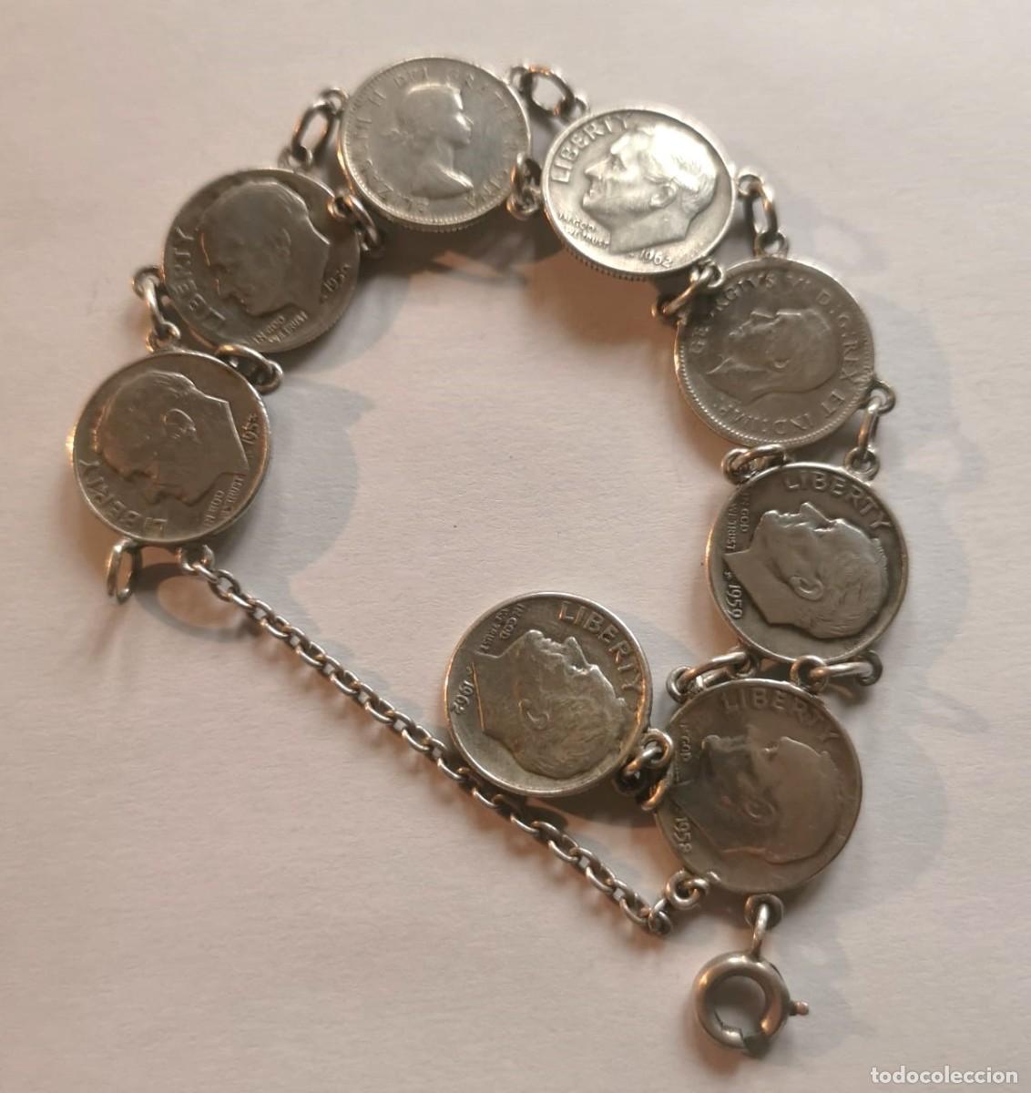 Joyeria: pulsera plata monedas USA y Canada - Foto 1