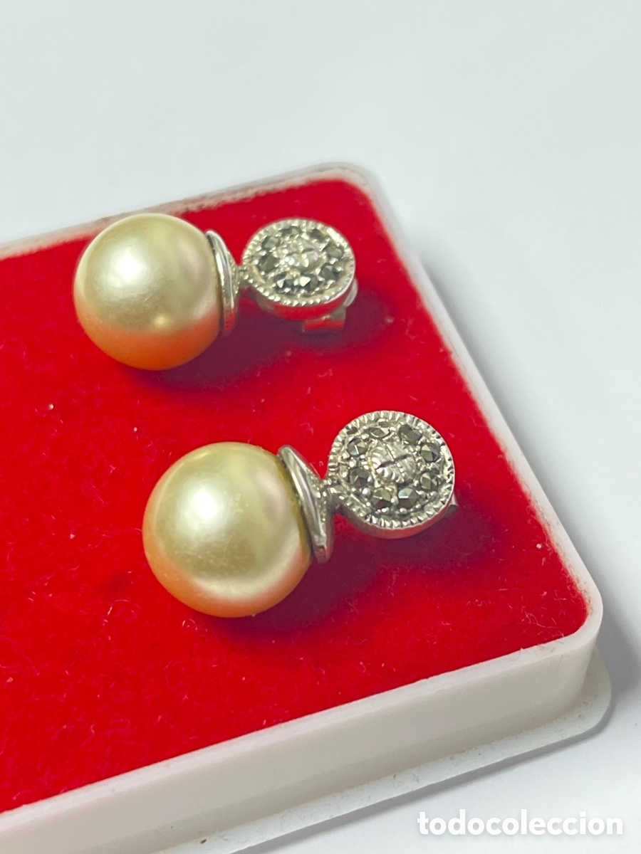 Joyeria: Pendientes de plata perla y marquesitas / P373 - Foto 2