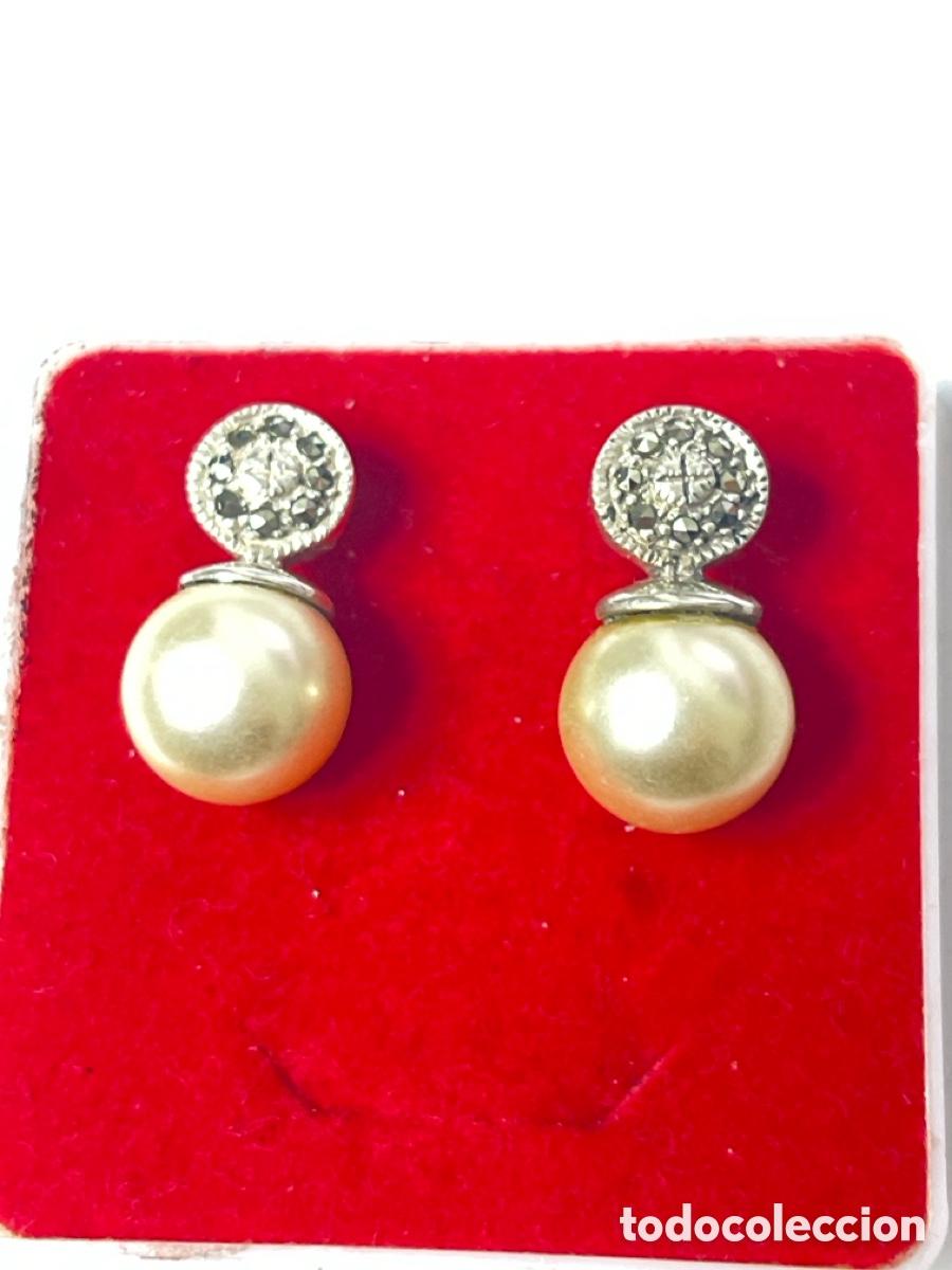 Joyeria: Pendientes de plata perla y marquesitas / P373 - Foto 1