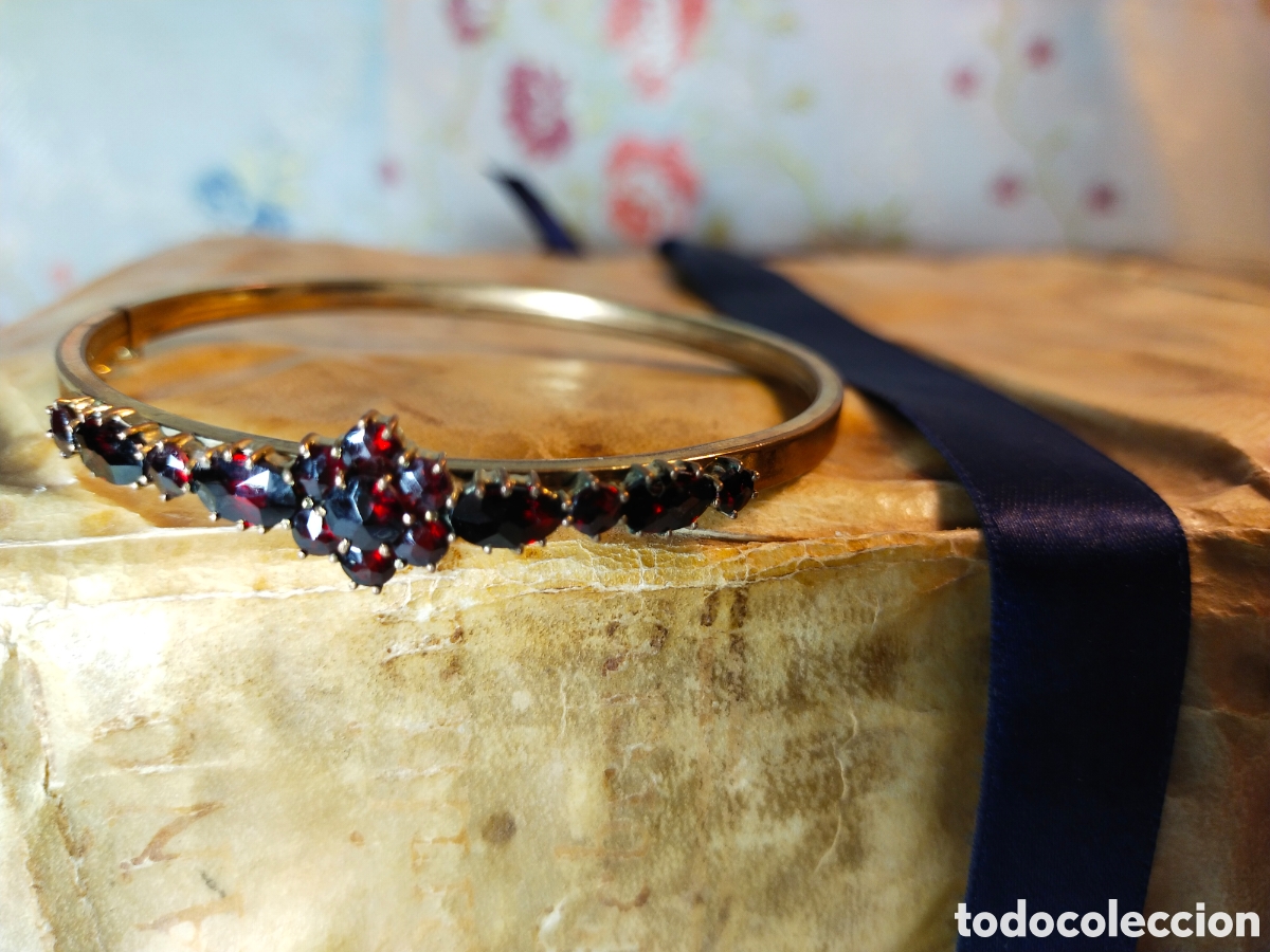 Joyeria: Antigua pulsera brazalete de granates - Foto 2