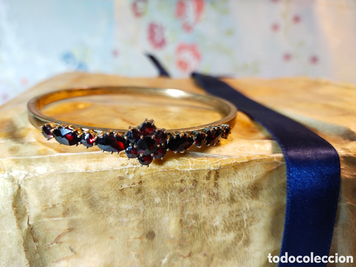 Joyeria: Antigua pulsera brazalete de granates - Foto 1