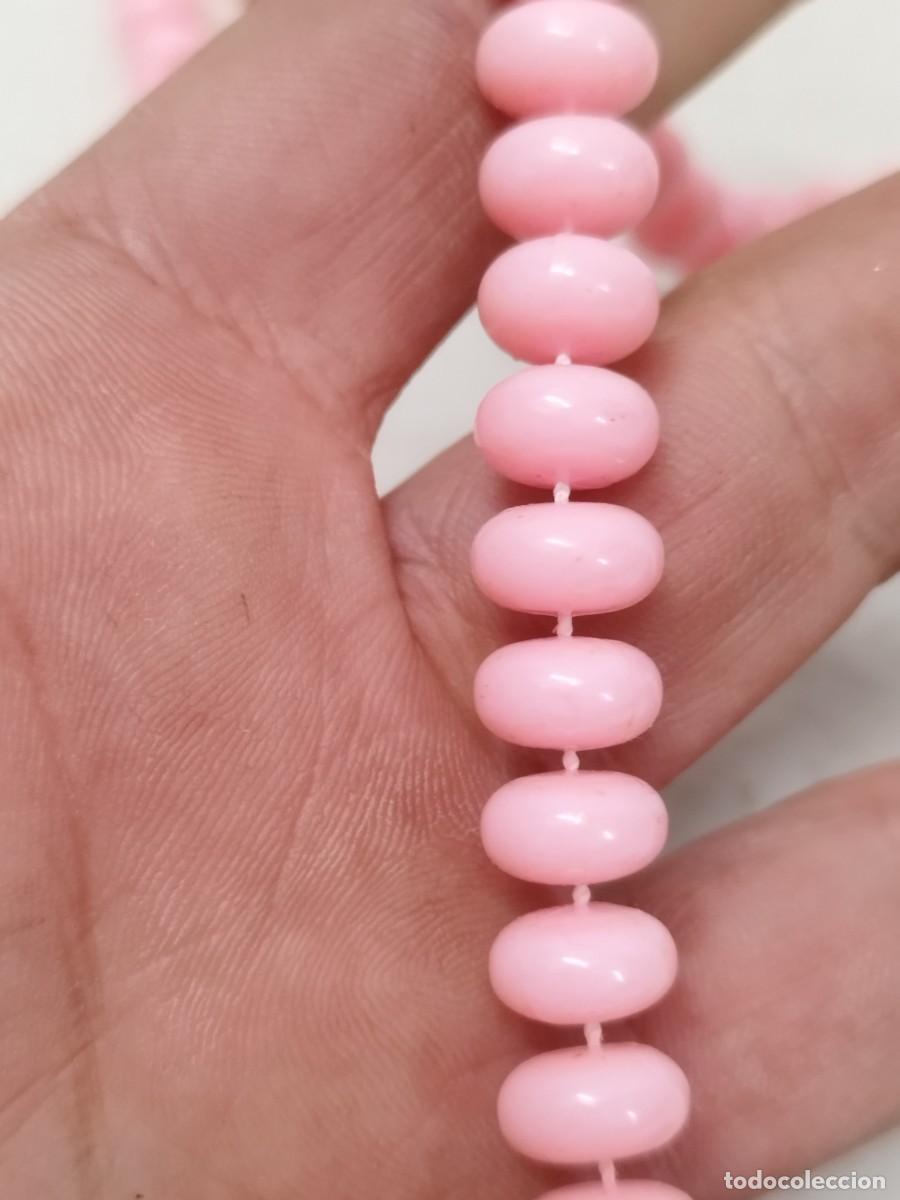 Joyeria: Antiguo gran collar de cuentas de color rosa. - Foto 2