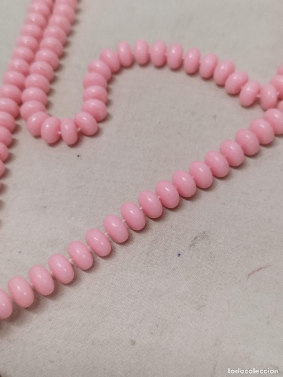 Joyeria: Antiguo gran collar de cuentas de color rosa. - Foto 3