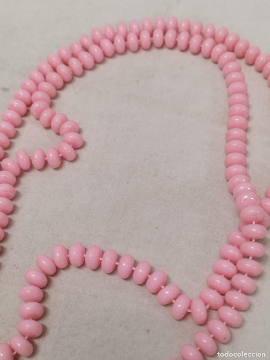 Joyeria: Antiguo gran collar de cuentas de color rosa. - Foto 4