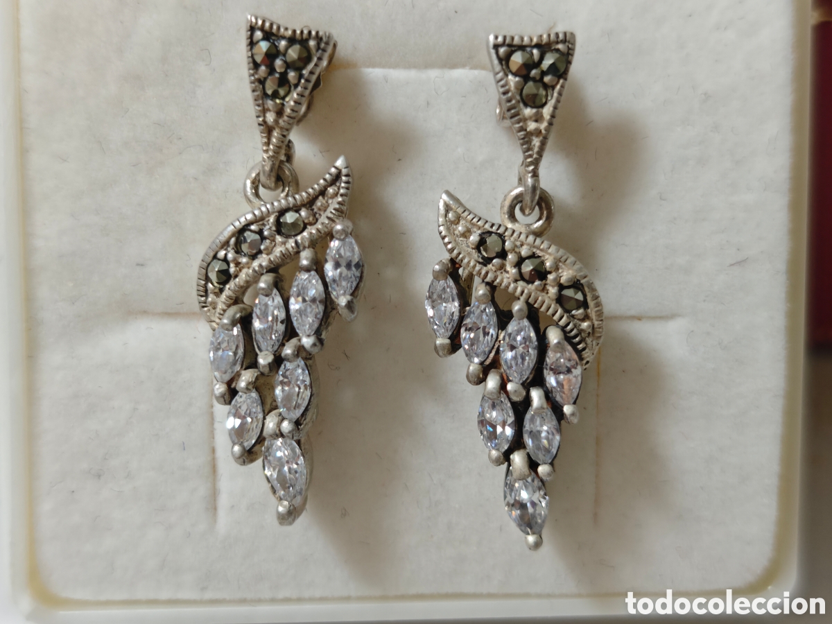 Joyeria: PENDIENTES TIPO ARTE DECO EN PLATA DE LEY Y CIRCONITAS - Foto 2