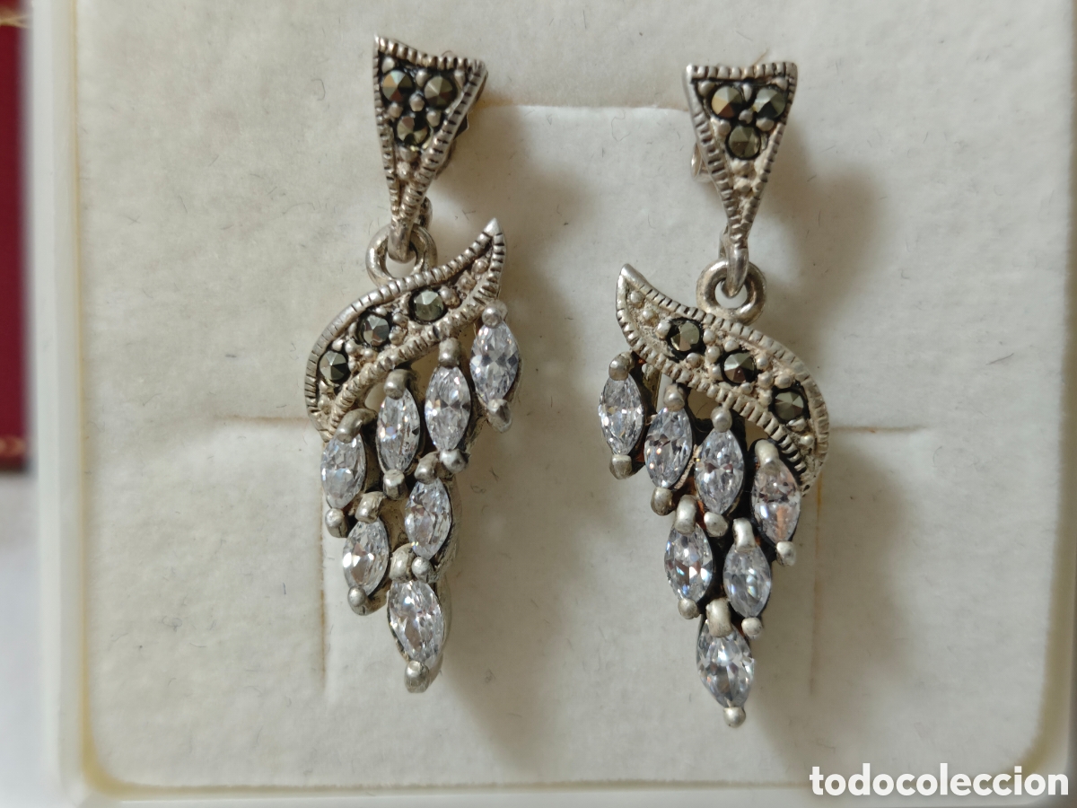 Joyeria: PENDIENTES TIPO ARTE DECO EN PLATA DE LEY Y CIRCONITAS - Foto 4