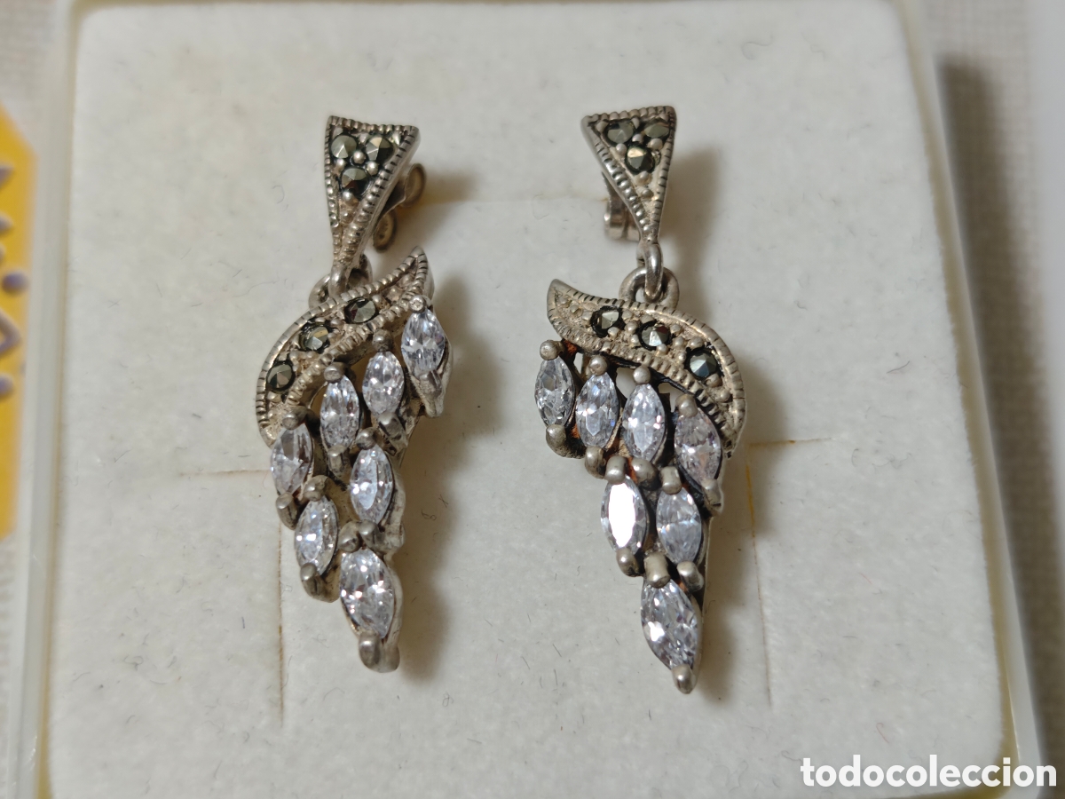 Joyeria: PENDIENTES TIPO ARTE DECO EN PLATA DE LEY Y CIRCONITAS - Foto 6