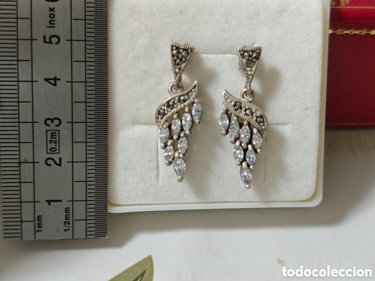 Joyeria: PENDIENTES TIPO ARTE DECO EN PLATA DE LEY Y CIRCONITAS - Foto 8