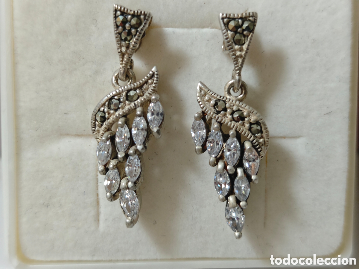 Joyeria: PENDIENTES TIPO ARTE DECO EN PLATA DE LEY Y CIRCONITAS - Foto 1