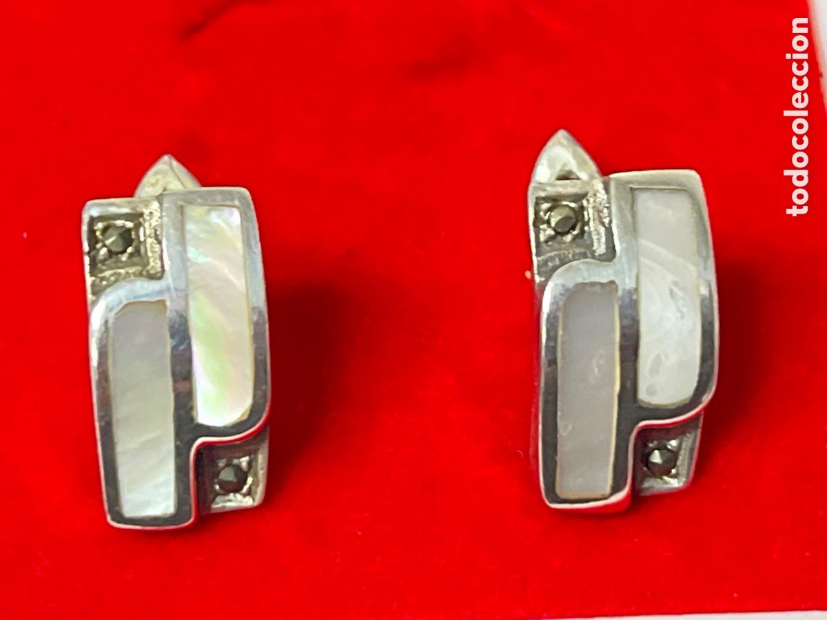 Joyeria: Pendientes de plata y n&aacute;car P388 - Foto 1