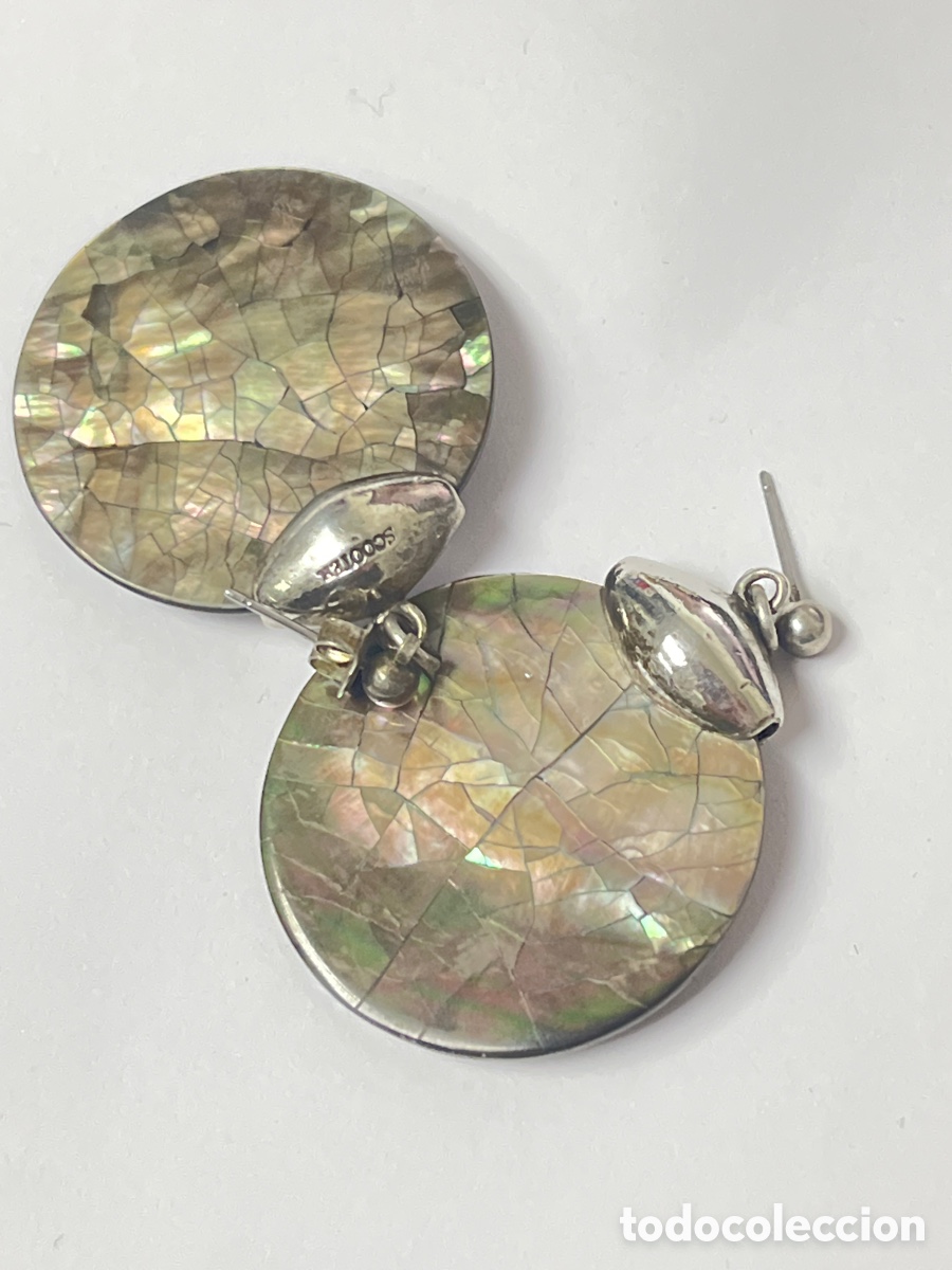 Joyeria: Pendientes de plata y n&aacute;car marca Scooter /P388 - Foto 2