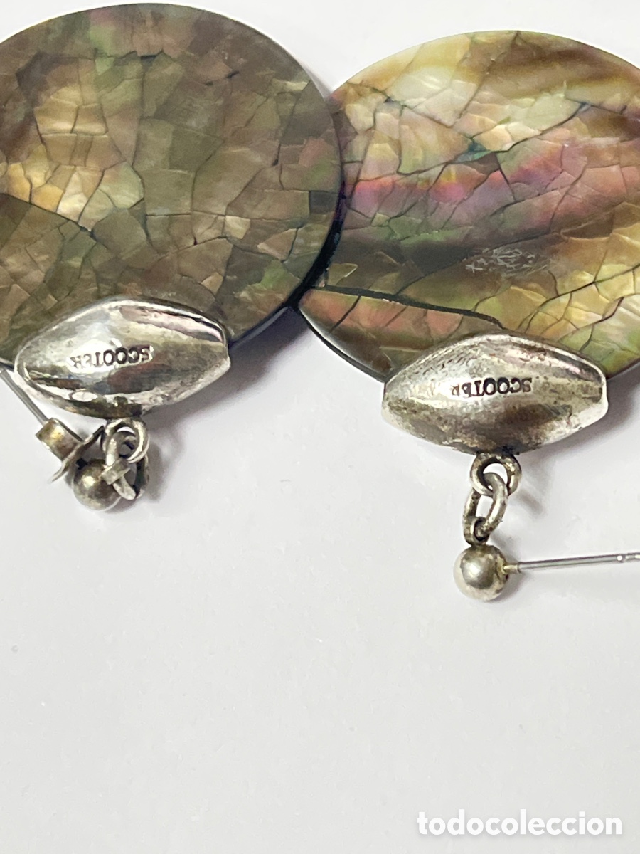 Joyeria: Pendientes de plata y n&aacute;car marca Scooter /P388 - Foto 3