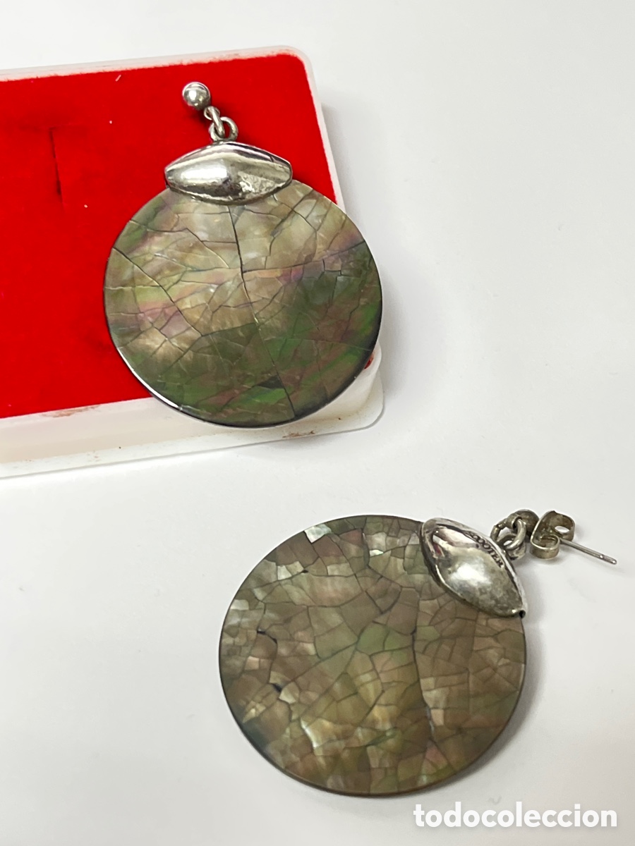 Joyeria: Pendientes de plata y n&aacute;car marca Scooter /P388 - Foto 4