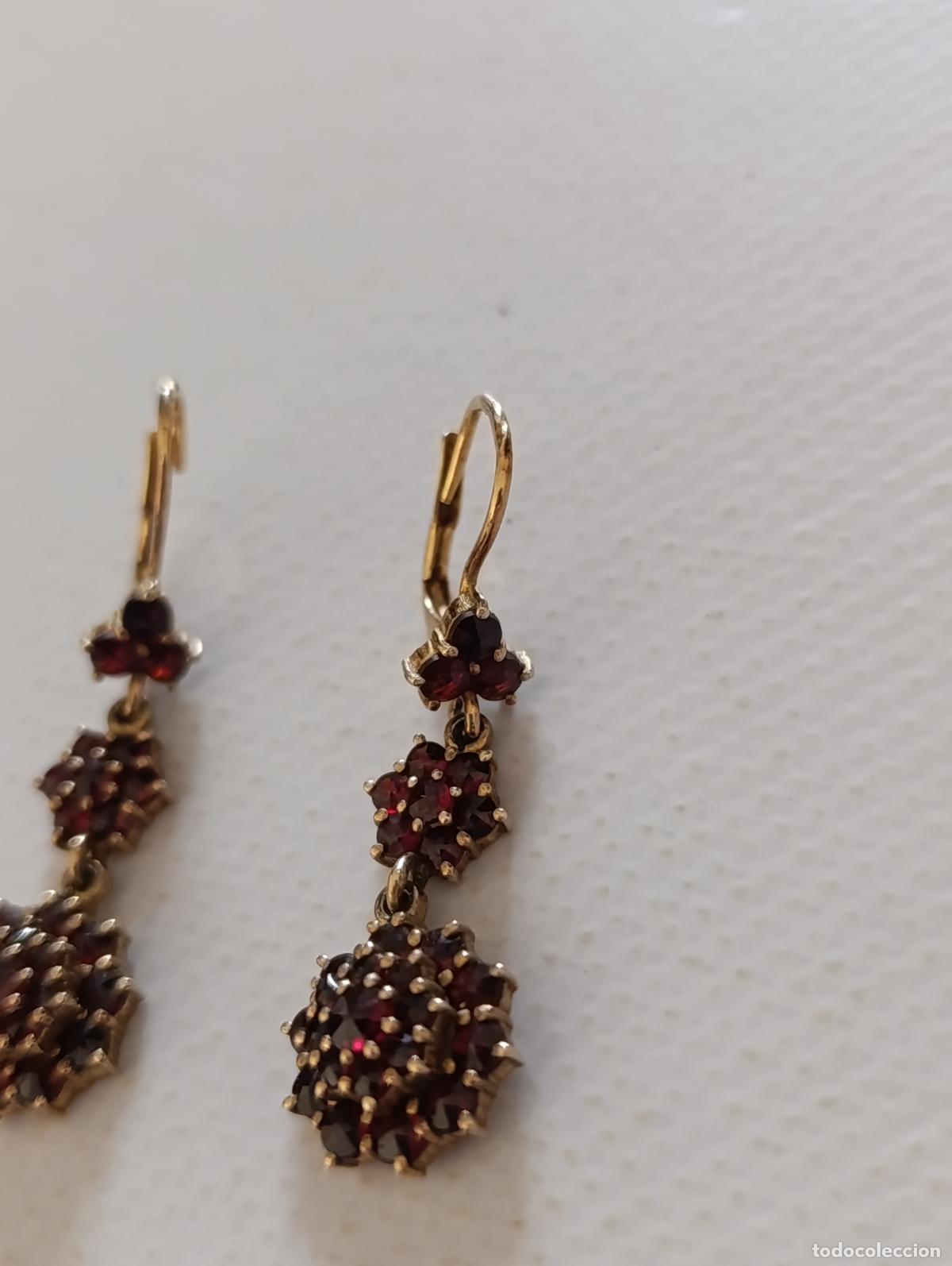 Joyeria: PENDIENTES DE ORO DE 9 KILATES CON INCRUSTACIONES DE GRANATE - JOYA - Foto 2