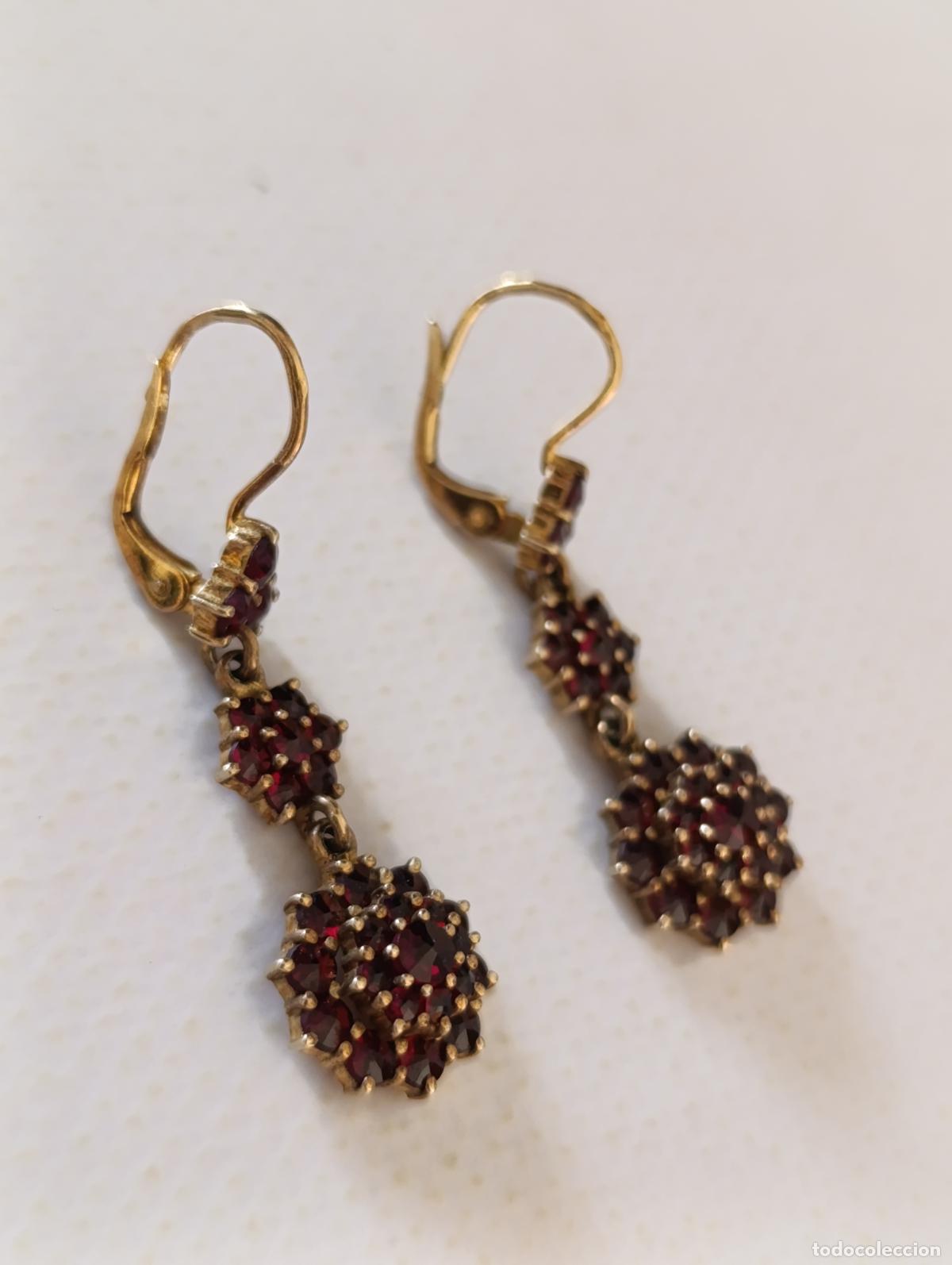 Joyeria: PENDIENTES DE ORO DE 9 KILATES CON INCRUSTACIONES DE GRANATE - JOYA - Foto 3