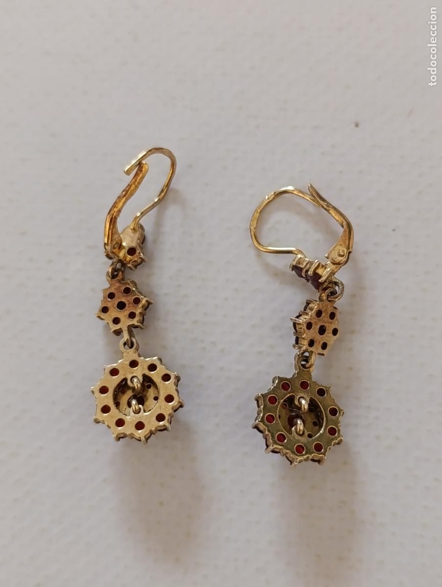 Joyeria: PENDIENTES DE ORO DE 9 KILATES CON INCRUSTACIONES DE GRANATE - JOYA - Foto 5