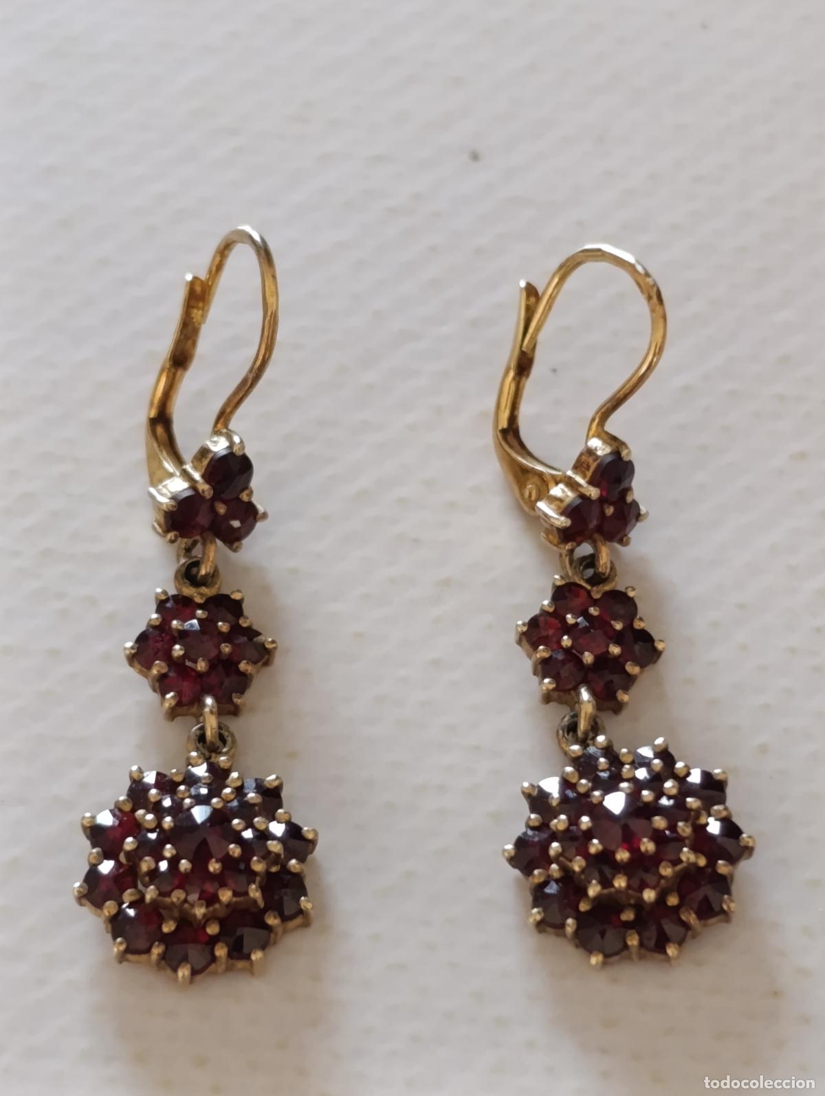Joyeria: PENDIENTES DE ORO DE 9 KILATES CON INCRUSTACIONES DE GRANATE - JOYA - Foto 1