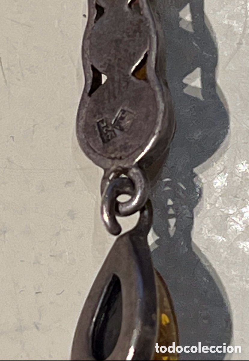 Joyeria: Pendientes. Plata y &aacute;mbar. A&ntilde;os 80. - Foto 3