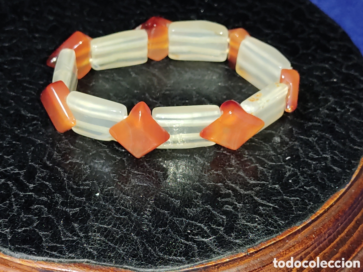 Joyeria: Pulsera de &aacute;gata y cuarzo blanco.Vintage. - Foto 1