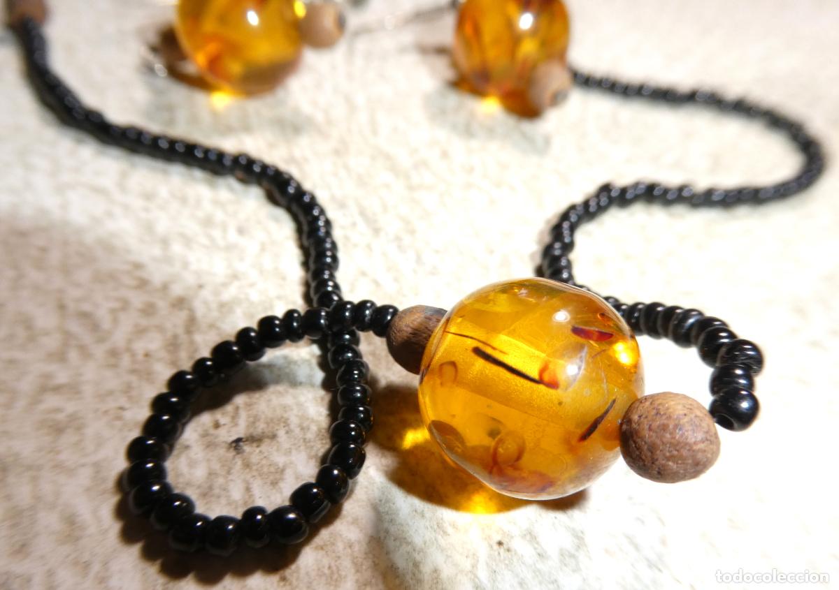 Joyeria: conjunto de collar y pendientes imitaci&oacute;n &aacute;mbar - Foto 3